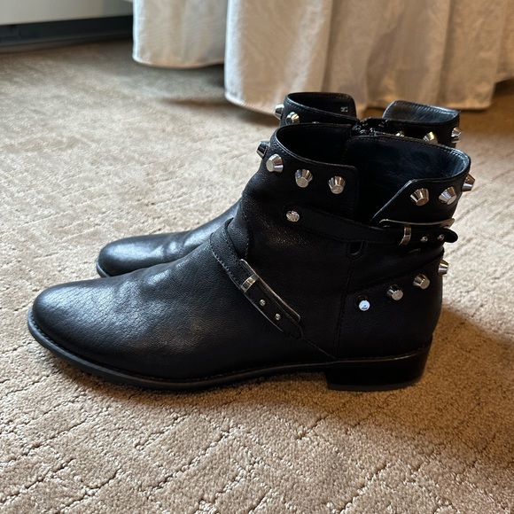 Stuart Weitzman Go West Leather Studded Ankle Boots - Picture 5 of 7